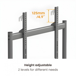 Stand TV mobil Serioux TV15068FW, compatibilitate dimensiune ecran 50"-86, dimensiuni 1067x801x1725mm, VESA: 200x200, 300x200, 400x200, 300x300, 400x300, 400x400, 600x400, 800x400, 600x600, 800x600, greutate maxima suportata 120 kg, tv reglabil in - Img 4