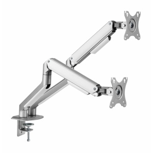 Suport 2 monitoare Serioux MM63-C024, arc cu gaz, compatibilitate dimensiune ecran 17"-32", greutate maximă suportata: (per ecran): 2~ 9kg, VESA: 75x75, 100x100, inclinare: +55°~-55°, pivotare: +90°~-90°, rotația ecranului: +180°~-180°