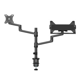 Suport dublu laptop de birou Neomounts DS20-425BL2; pentru display-uri cu diagonale 17"-27", sistem de prindere VESA 75x75~100x100, greutate maxima suportata 8kg, tilt +90°, -30°, swivel 90°, rotate 360°, distanta fata de perete 162-494mm; inaltime - Img 3