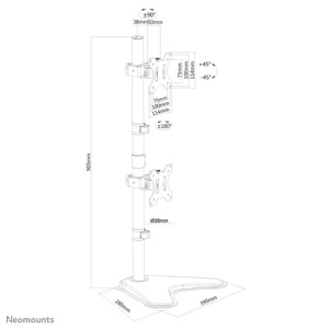 Suport Monitor de Birou Dual, Neomounts by Newstar FPMA-D550DDVBLACK, 10" - 32", VESA 100x100, suporta pana la 8kg, negru - Img 2