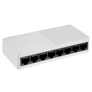 Switch 8 porturi Gigabit Hikvision DS-3E0508D-O, Unmanaged, 8 Gigabit RJ45 ports, Plug & play, Support ADI/ADIX, Standard: IEEE 802.3, IEEE 802.3u, IEEE 802.3x, IEEE 802.3ab; desktop plastic switch, dimensiuni: 124.00 mm × 25.00 mm × 61.00 mm, greutate: