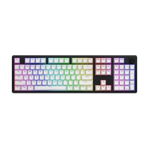 Tastatura wireless Hator Skyfall 100, interfata 2.4GHz, BT5.3, USB, polling rate 1000Hz, capacitate baterie 4000mAh, switch HATOR Aurum Lemon linear, material tasta OMA, buton de control multimedia, sistem de anulare a zgomotului integrat, alb-negru