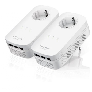 Tp-link AV1200 3-Port Gigabit Passthrough Powerline Starter Kit, 1200Mbps Powerline Datarate, Line-Neutral/Line-Ground 2*2 MIMO, 3 Gigabit Ethernet ports, HomePlug AV2, Green Powerline, Plug and Play, Twin Pack