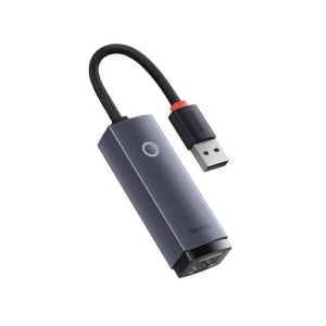 ADAPTOR RETEA Baseus Lite, USB 2.0 to RJ-45 10/100 Mbps Adapter, metalic, LED, gri - Img 1