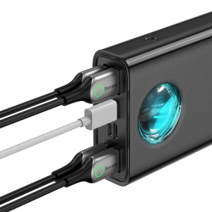 Baterie externa Baseus Ambilight, capacitate 30.000 mAh, 4 porturi iesire USB 2.0, 1 port USB-C, voltaj iesire 5 V, amperaj 3 A, functii display digital pentru nivel baterie, incarcare rapida, negru - Img 3