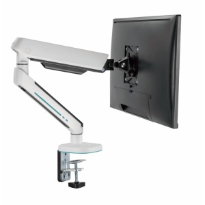 Brat pentru monitor, Material: Oțel, Aluminiu, Plastic, Suprafață finisaj : acoperire cu Pulbere, tehnologie arc, Culoare: Alb Texturat Fin, Gri Spațial Dimensiune compatibila ecran: 27"-45", Greutate maxima (pe ecran): 5~14 kg, Greutate maxima pentru