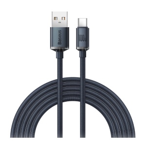 CABLU alimentare si date Baseus Crystal Shine, Fast Charging Data Cable pt. smartphone, USB la USB Type-C 100W, 2m, braided, negru