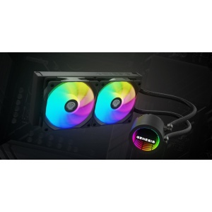 Cooler Procesor GENESIS HYDRIA 240 ARGB NEGRU, dimensiune radiator 276x120x27mm, 2 ventilatoare ARGB, Viteza ventilatoare: 500-1550 RPM, Airflow ventilatoare: 80 CFM, Suport AMD: AM4/AM5, suport INTEL: LGA 1151/1156/1150/1200/1700/1851