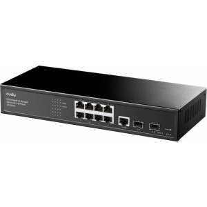 CUDY Switch Managed 8-Port Layer 2 10/100/1000M, 8x porturi Gigabit Ethernet + 2x porturi Gigabit SFP + 1 port management, backplane bandwidth 20Gbps, suporta dial-up VLAN, extensie 250 metri, functie Layer 2 network management, suport routare, DHCP,