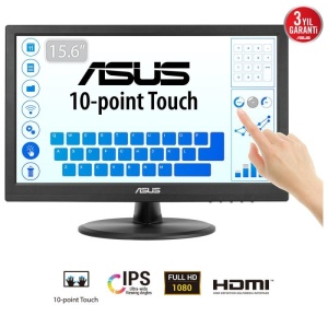 Monitor Asus 15.6" VT169HE, Touch: Yes, Diagonal (inch): 15.6, Diagonal (cm): 39, Aspect ratio: 16:9, Panel: IPS, Refresh Rate: 60Hz, Response time GtG: 5ms, Brightness (max): 250 cd/m², Contrast (static) : 1000:1, Viewing angle: 170/170, Colours: 262K,