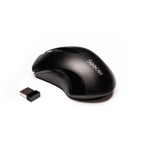 Mouse spacer SPMO-W12, wireless, 1000DPI, 3 butoane, functie auto sleep, negru - Img 1