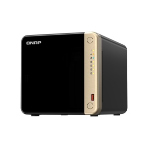 NAS QNAP 464 4-Bay, CPU Intel Celeron N5105/N5095 4-core/4-thread Processor, RAM 8 GB DDR4 (onboard, not expandable), HDD 4 x 2.5"/3.5" SATA 6Gbps + 2 x M.2 2280 PCIe Gen 3 x1 SSD slots (neincluse), LAN: 2 x 2.5GbE (optional 10GbE expansion via a PCIe