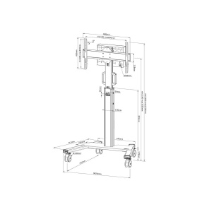 Stand podea mobil Neomounts 37"-75", VESA 100x100~600x400, 70kg, fix, inaltime reglabila, alb - Img 2