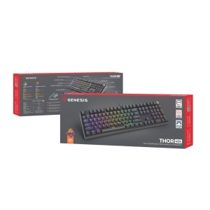 Tastatura gaming mecanica cu fir Genesis Thor 404 , iluminare RGB, switch-uri Peach, 107 taste, 11 butoane multimedia, negru - Img 7