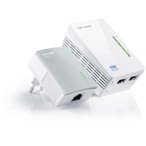 TP-Link, Adaptor PowerLine 300Mbps, Extender Wireless AV600 KIT, HomePlug AV,2 porturi 10/100Mbps, Butoane: Pair, Reset, Wi-Fi/Wi-Fi Clone, Aria de acoperire, 300 metri prin circuitul electric, 2.4- 2.4835GHz, Conținut Pachet: Powerline Ethernet Adapter