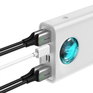 Baterie externa Baseus Ambilight, 30000mAh, PD 3.0 65W, 4 x USB; 1 x USB Type-C, digital display pt. status baterie, total 3A, alb - Img 4