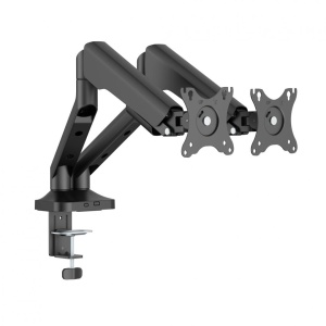 Brat monitor Serioux, tehnologie arc cu gaz, compatibilitate ecran 17"-35", greutate maxima suportata(per ecran) 2~12kg. VESA/;75x75,100x100 Tilt Range +90°~-90° Swivel Range +90°~-90° - Img 1