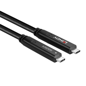 Cablu Lindy 10 m USB 3.2 Gen 1 & DP 1.4 Type C, latime de banda suportata 5Gbps (USB 3.2 Gen 1), 16.2Gbps (DP 1.4, 2 lanes), rezolutie maxima 4K 3840x2160@30Hz, negru - Img 2