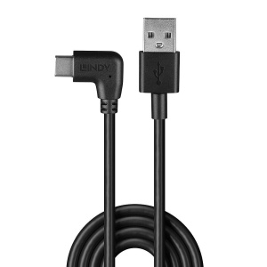Cablu Lindy USB C 2 90°, lungime 1m, putere maxima 15W, latime de banda suportata 480Mbps, negru - Img 4