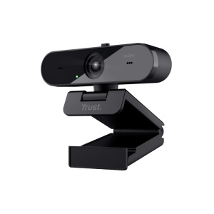 Camera web Trust Taxon QHD, interfata USB 2.0, lungime cablu 180cm, sensibilitate 56 dB, microfon dual omnidirectional, rezolutie video 2560x1440, 30 fps, auto-focus, rezolutie senzor 2560x1440, negru