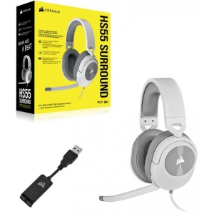 Casti cu microfon Corsair HS55 Surround 7.1, Multi-platform Gaming and Mobile, 20Hz-20KHz, 32ohm, 114db, driver 50mm, alb - Img 5