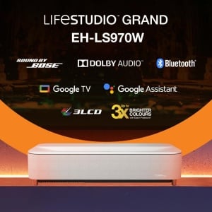 Epson Proiector Lifestudio Grand Plus EH-LS970W - Diamond white, Tehnologie 3LCD, LCD 0.62", 4000 Lumeni, Rezolutie: 4K, Aspect: 16:9, contrast: 5.000.000 : 1, Sursa lumina: Laser, Durata viata: 20.000 ore, Refresh rate: 384 Hz - 480 Hz, Suport HDR, - Img 2