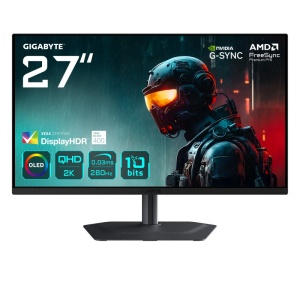 GIGABYTE MO27Q2A. Display diagonal: 68.6 cm (27"), Display resolution: 2560 x 1440 pixels, HD type: Quad HD, Display technology: QD-OLED, Response time: 0.03 ms, Native aspect ratio: 16:9, Viewing angle, horizontal: 178°, Viewing angle, vertical: 178°.