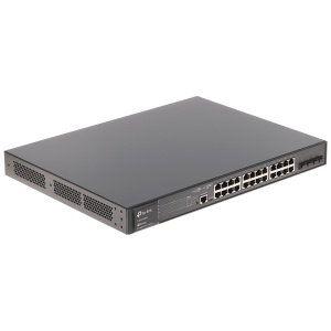 "JetStream™ 28-Port Gigabit L2+ Managed Switch with 24-Port PoE+ PORT: 24× Gigabit PoE+ Ports, 4× Gigabit SFP Slots, RJ45/Micro-USB Console Port SPEC: 802.3at/af, 384 W PoE Power, 1U 19-inch Rack-mountable Steel Case FEATURE: Integration with JetStream™