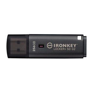 Kingston Technology IronKey Locker+ 50 G2. Capacity: 256 GB, Device interface: USB Type-A, USB version: 3.2 Gen 1 (3.1 Gen 1), Read speed: 145 MB/s, Write speed: 115 MB/s. Form factor: Cap. Weight: 22.94 g. Product colour: Black