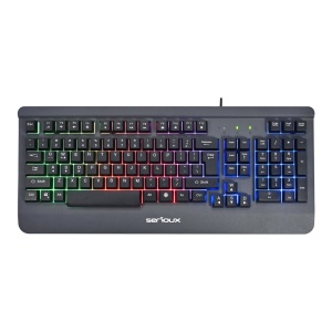 Kit Gaming Serioux Kayel 4 in 1, Tastatura de gaming, 104 taste, 19 taste Anti-ghosting , design slim, iluminare rainbow, structura metalica gri, taste negre + design cu palm rest, cablu USB 1.5M PVC, plug and play; Mouse gaming, senzor Sunplus 199, - Img 3