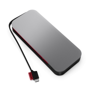 Lenovo Go USB-C Laptop Power Bank, 20,000mAh capacity, 65W max. output, Dual USB-C connection, 1 x USB-C port + 1 x USB-C integrated cable, USB- C charging support power-in and power-out, 1 x USB-A fast charging up to 18W, Fast charge with any USB-C