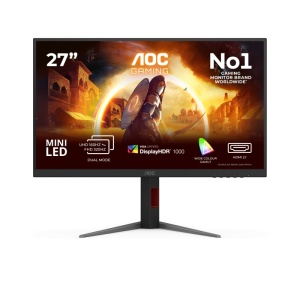Monitor AOC 27" U27G4XM, Diagonal (inch): 27, Diagonal (cm): 68, Aspect ratio: 16:9, Panel: Fast IPS, Resolution: 3840x2160, Refresh Rate: 160Hz, Response time GtG: 1ms, Brightness (max): 1200 cd/m², Contrast (static) : 1000:1, Contrast (dynamic): 80M:1,