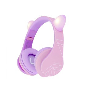PowerLocus Casti pentru copii wireless Kids Cat Ears Purple/Pink