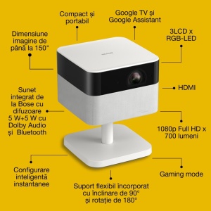 PROJECTOR EPSON EF-71 DIAMOND WHITE, Tehnologie 3LCD, LCD 0.62", Luminozitate: 700 lumeni, Rezolutie: 1080p, Aspect ratio: 16:9, Contrast: 5,000,000 : 1, Sursa lumina: LED, Durata de viata: 20.000 ore, Refresh rate: 192 Hz - 240 Hz, Suport HDR, - Img 3