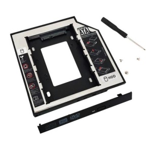 Rack intern SPACER, tip caddy 12.7mm, 5.25 inch la 2.5 inch, S-ATA, interfata PC S-ATA, metal, negru