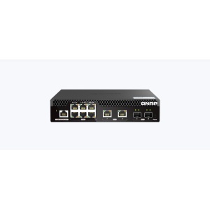 Switch QNAP M2106R CPU Marvell 98DX2528, 6 porturi 2.5Gbps, 2 porturi 10Gbps SFP+, 2 porturi 10GbE RJ45, rackabil, web-managed, garantie2 ani