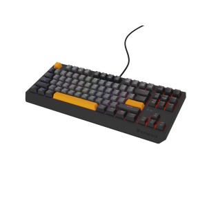 Tastatura gaming mecanica cu fir Genesis Thor 230 TKL, iluminare RGB, switch Linear, switch model Outemu Red, numar taste 87, 11 butoane multimedia, lungime cablu 1.6m, dimensiuni 363 x 155 x 39 mm, gri