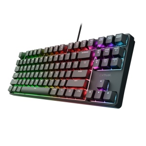 Tastatura gaming mecanica cu fir Trust GXT 864 Cada TKL, iluminare, swithc tactile Huano, numar taste 87, negru
