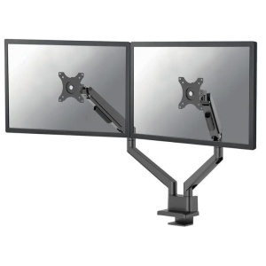 Brat dublu pentru monitor Neomounts, tip full motion, pentru display-uri cu diagonale 17"-32", sistem de prindere VESA 75x75~100x100mm, greutate maxima suportata 9 kg per ecran, tilt +45°, -45°, swivel +90°, -90°, rotate +180°, -180°, reglabil pe