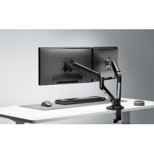 Brat monitor Serioux, tehnologie arc cu gaz, compatibilitate ecran 17"-35", greutate maxima suportata(per ecran) 2~12kg. VESA/;75x75,100x100 Tilt Range +90°~-90° Swivel Range +90°~-90° - Img 8