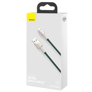 CABLU alimentare si date Baseus Cafule Metal, Fast Charging Data Cable pt. smartphone, USB la Lightning Iphone 2.4A, 2m, verde - Img 3