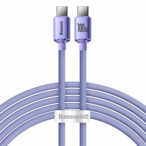 Cablu alimentare si date Baseus Crystal Shine, Fast Charging Data Cablept. smartphone, USB Type-C la USB Type-C 100W, 2m, violet