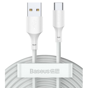 Cablu alimentare si date Baseus Simple Wisdom, Fast Charging Data Cable pt. smartphone, USB la USB Type-C 5A (2buc/set), 1.5m, alb - Img 1