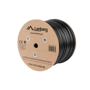 Cablu LAN Cat.6 UTP 305 m solid, exterior, cupru, negru, Fluke Passed