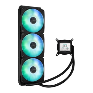 Cooler Procesor ASUS PRIME LC 360 LCD ARGB NEGRU, marime radiator 360mm, 3 ventilatoare ARGB, Viteza ventilatoare 2200 RPM +/- 10%, Suport AMD: AM4, AM5, suport INTEL: LGA 1851/115x/1200/1700, Airflow: 75.7 CFM, Nivel de zgomot ventilatoare: 37.6dBA