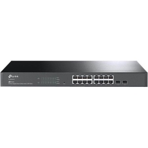 "JetStream™ 16-Port Gigabit Smart Switch with 2 Gigabit SFP Slots PORT: 16× Gigabit RJ45 Ports, 2× Gigabit SFP Slots SPEC: 1U 19-inch Rack-mountable Steel Case FEATURE: Integration with JetStream™ SDN Controller, Static Routing, 802.1Q VLAN,