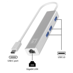 LevelOne USB-0504 Gigabit USB-C Network Adapter with USB Hub, 110 x 23.5 x 16.5 mm - Img 3