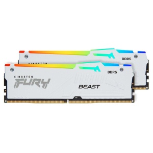 Memorie RAM Kingston DDR5 64GB 6000Mhz CL30 1.4V Dual Channel Kit Fury Beast White RGB XMP