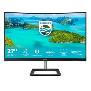 Monitor 27" Philips 272E1CA, Curbat 1500R, FHD 1920*1080, 75 Hz, 4 ms ,VA, 16:9, 250 cd/ mp, 3000:1, Mega Infinity DCR, Anti-Glare, 3H, Haze25%, WLED, 178/178, Low Blue Mode, FreeSync, VGA, HDMI, PC audio-in,Headphone out, boxe 2*3W, 3-sided frameless,