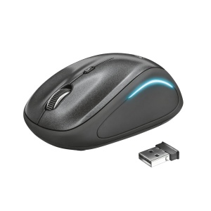 Mouse fara fir Trust Yvi FX Wireless Mouse - negru Specifications General Height of main product (in mm) 95 mm Width of main product (in mm) 57 mm Depth of main product (in mm) 40 mm Total weight 84 g Formfactor compact Ergonomic design no Connectivity - Img 1